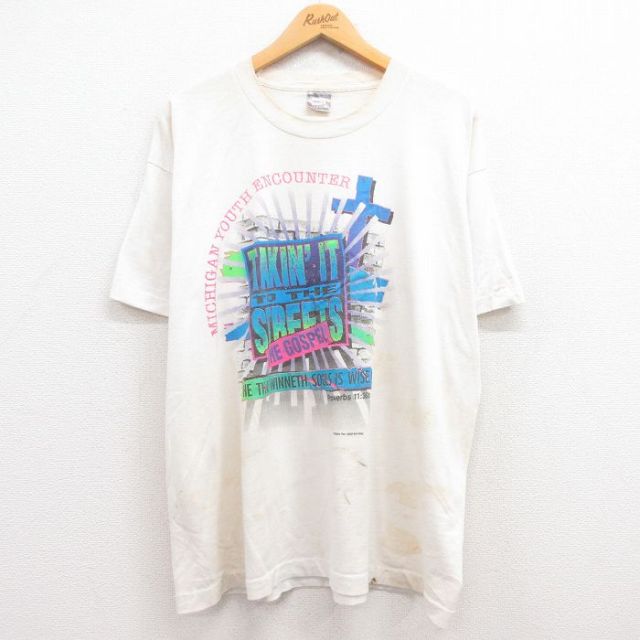 フルーツオブザルーム 90s 半袖Tシャツ MICHIGAN STREETS ホワイト XL | 古着
