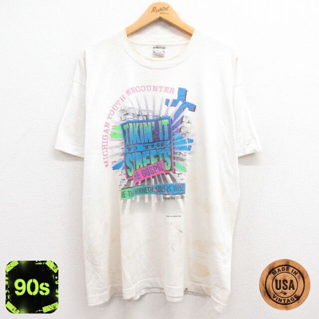フルーツオブザルーム 90s 半袖Tシャツ MICHIGAN STREETS ホワイト XL | 古着