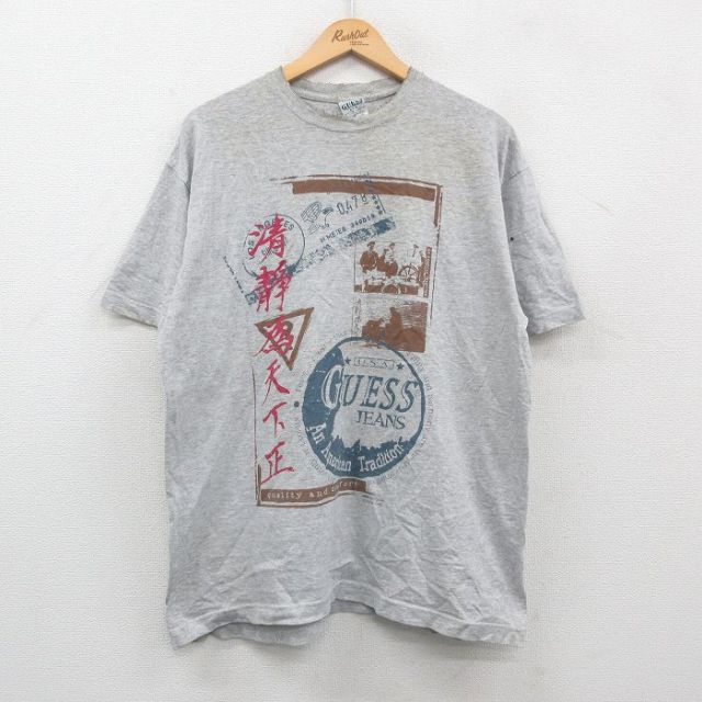 【50%OFF】ゲス 90s 半袖Tシャツ グレー XL | 古着