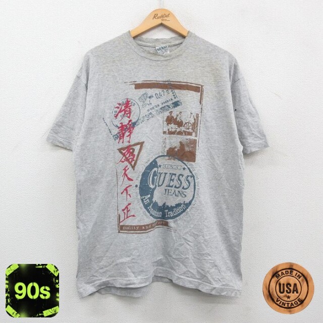 【50%OFF】ゲス 90s 半袖Tシャツ グレー XL | 古着