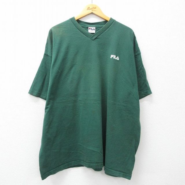 フィラ 90s 半袖Tシャツ ワンポイントロゴ グリーン XL | 古着