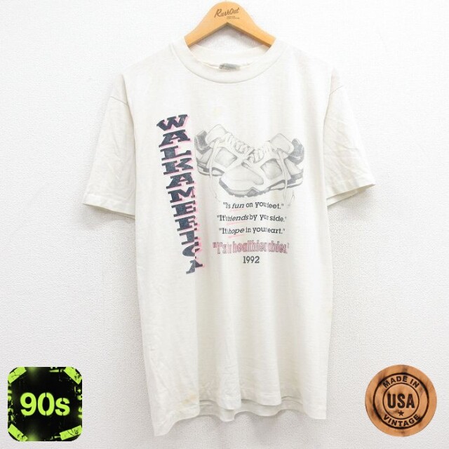 ヘインズ 90s 半袖Tシャツ スニーカー 生成り L | 古着
