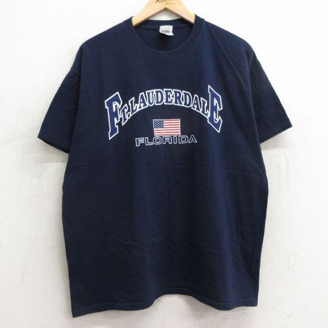 フルーツオブザルーム 00s 半袖Tシャツ フォートローダデール ネイビー XL | 古着