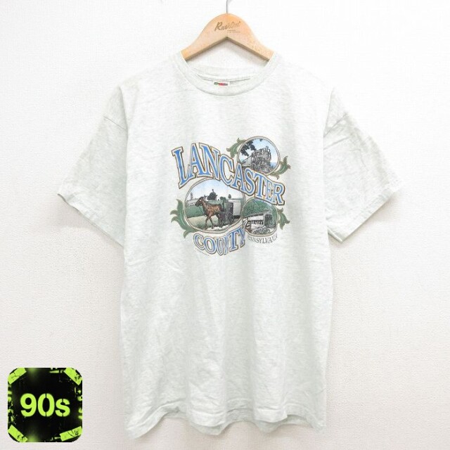 フルーツオブザルーム 90s 半袖Tシャツ ランカスター汽車 グレー XL | 古着
