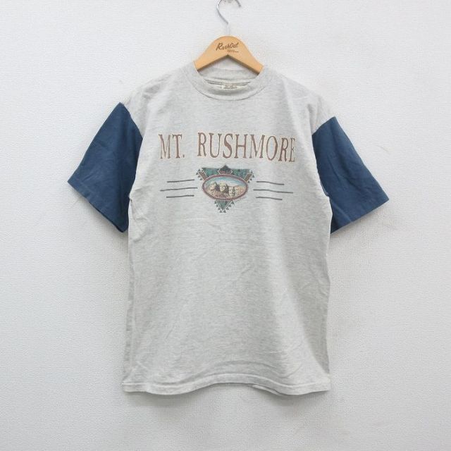 90s 半袖Tシャツ マウントラシュモア グレー霜降り L | 古着