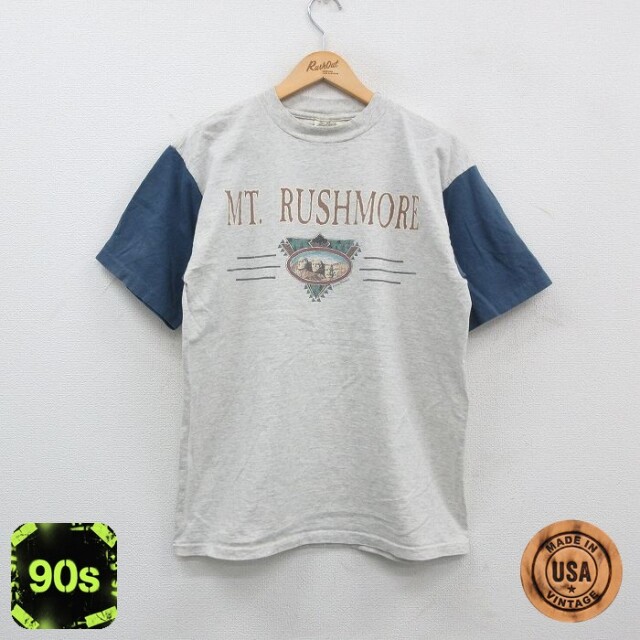 90s 半袖Tシャツ マウントラシュモア グレー霜降り L | 古着