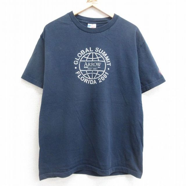 00s 半袖Tシャツ アロー ネイビー XL | 古着