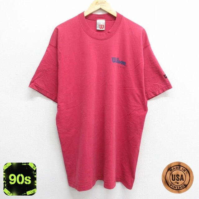 【50%OFF】ウィルソン 90s 半袖Tシャツ ワンポイントロゴ バーガンディ XL | 古着