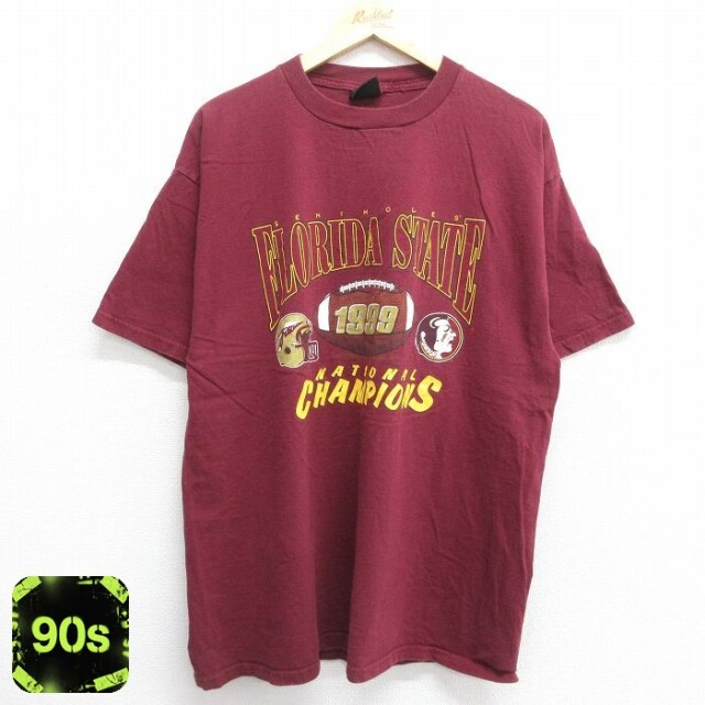 90s 半袖Tシャツ フロリダステイトセミノールズ バーガンディ XL | 古着