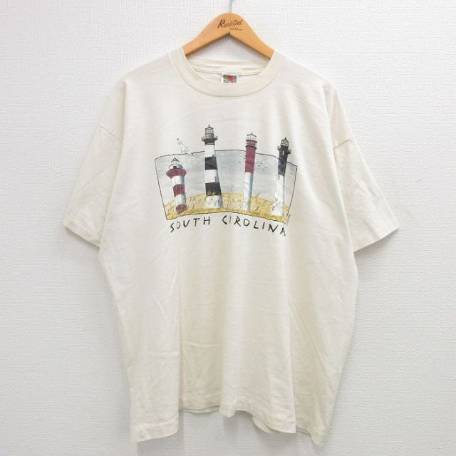 90s 半袖Tシャツ サウスカロライナ灯台 ベージュ XL | 古着