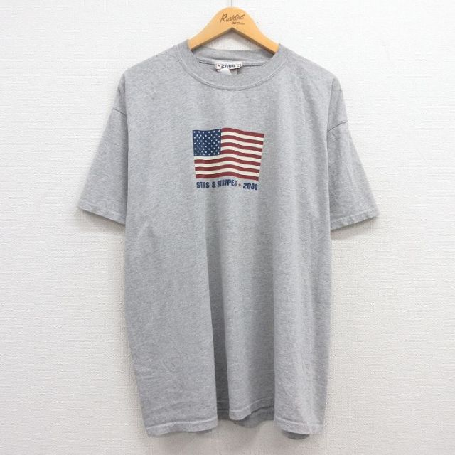 00s 半袖Tシャツ 星条旗 グレー XL | 古着