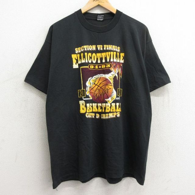 フルーツオブザルーム 90s 半袖Tシャツ エリコットビルバスケットボール ブラック XL | 古着