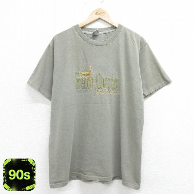 90s 半袖Tシャツ フレンチ刺繍 ベージュ XL | 古着