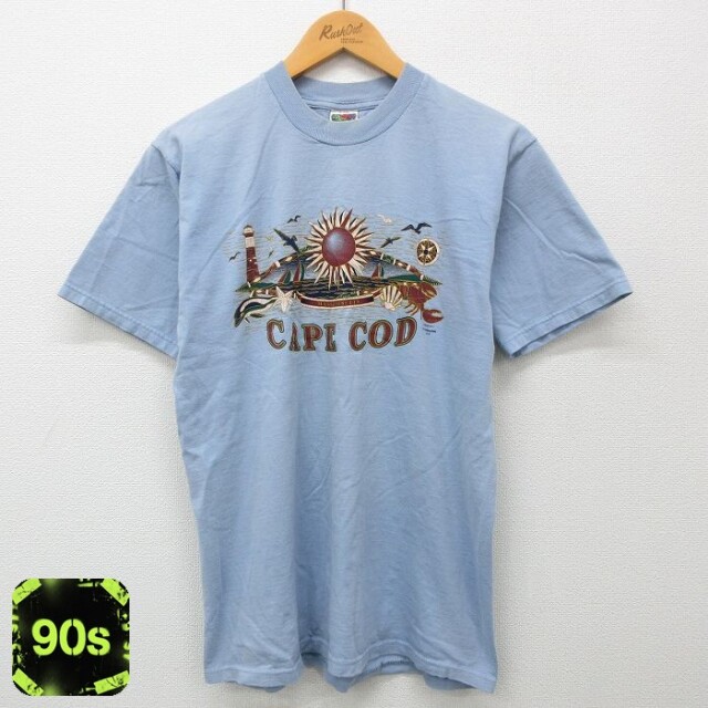 フルーツオブザルーム 90s 半袖Tシャツ ケープコッド灯台 ネイビー M | 古着