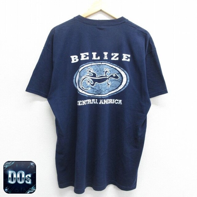 フルーツオブザルーム 00s 半袖Tシャツ ベリーズトカゲ ネイビー XL | 古着