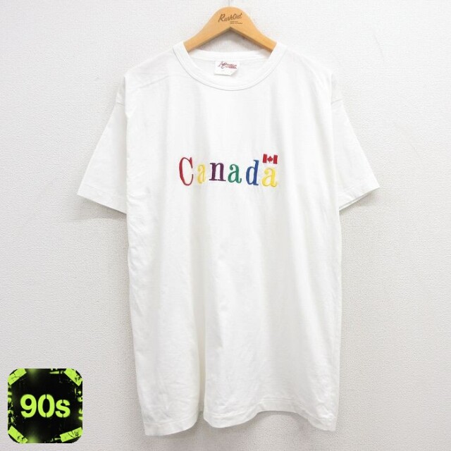 90s 半袖Tシャツ 刺繍 ホワイト XL | 古着
