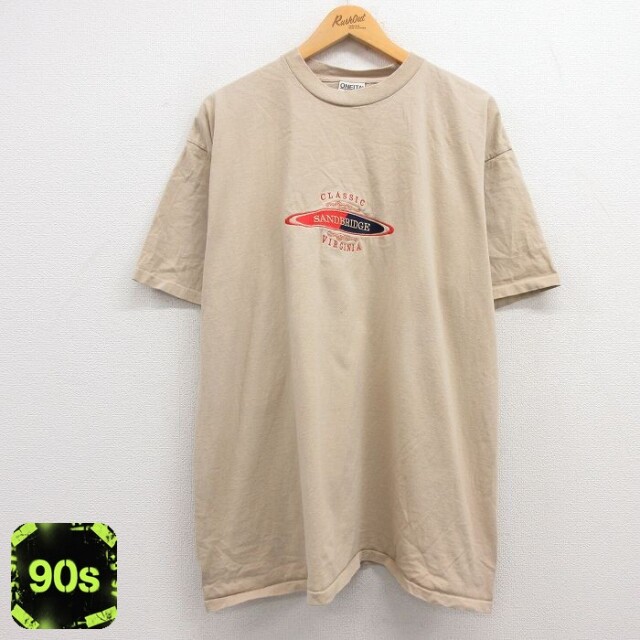 オニータ 90s 半袖Tシャツ サンドブリッジ刺繍 ベージュ XL | 古着
