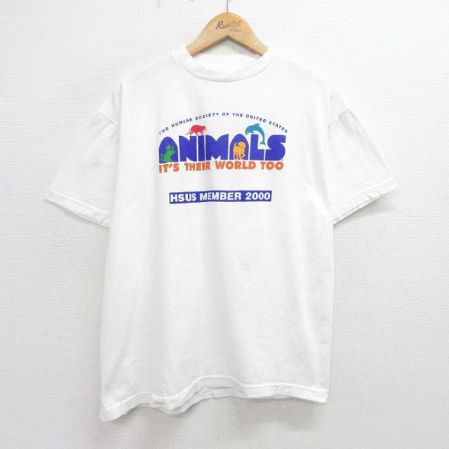 00s 半袖Tシャツ アニマル ホワイト L | 古着