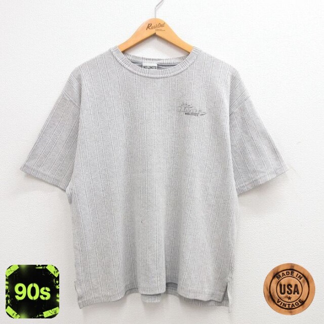 90s 半袖Tシャツ NO LIMITS グレーストライプ XL | 古着
