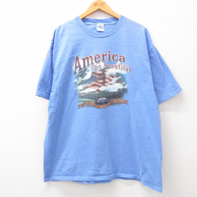 00s 半袖Tシャツ 星条旗 ネイビー XL | 古着