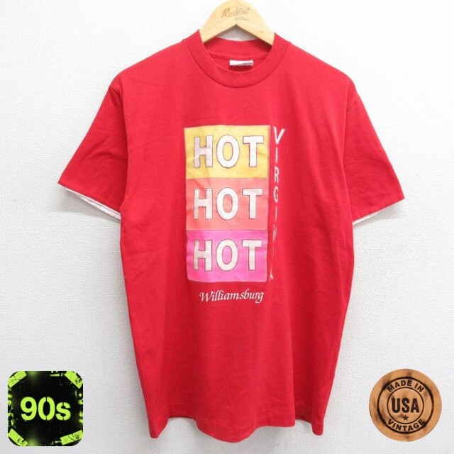 90s 半袖Tシャツ HOT レッド L | 古着
