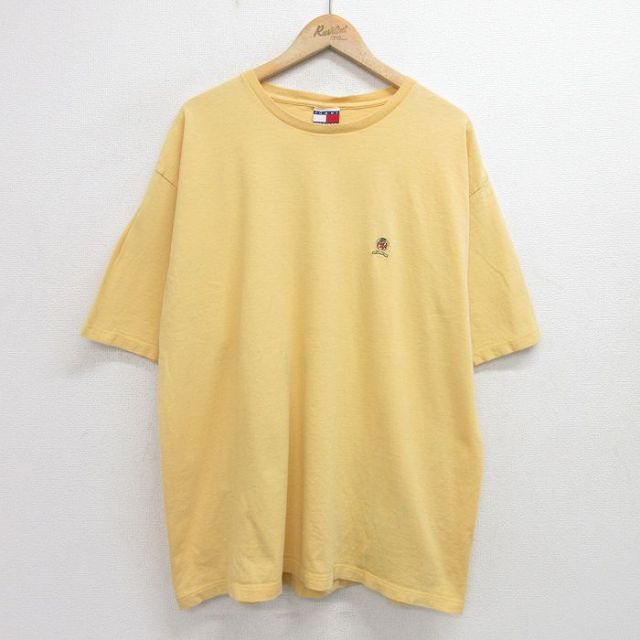 【50%OFF】トミーヒルフィガー 90s 半袖Tシャツ ワンポイントロゴ イエロー XL | 古着
