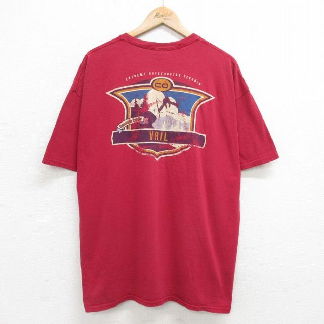 00s 半袖Tシャツ スキー バーガンディ XL | 古着