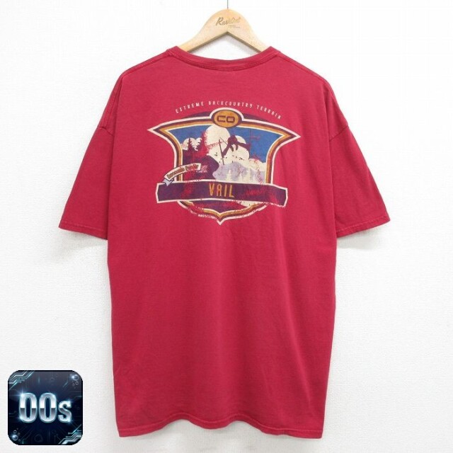 00s 半袖Tシャツ スキー バーガンディ XL | 古着