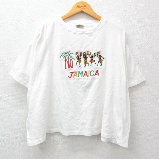 00s 半袖Tシャツ ジャマイカ刺繍 ホワイト XL | 古着