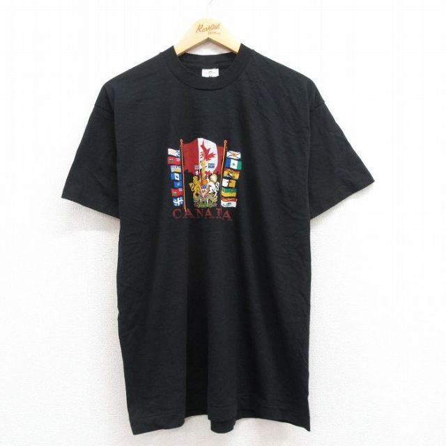 90s 半袖Tシャツ 国旗 ブラック L | 古着