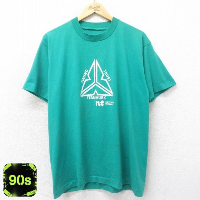 90s 半袖Tシャツ TIMING TRUST TEAMWORK グリーン メンズXL相当 | 古着