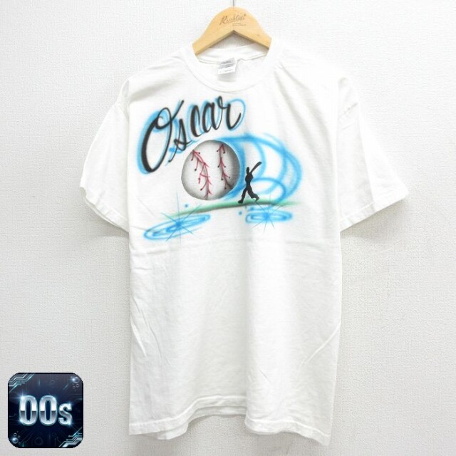 Oscar 00s 半袖Tシャツ 野球ハンドペイント ホワイト L | 古着