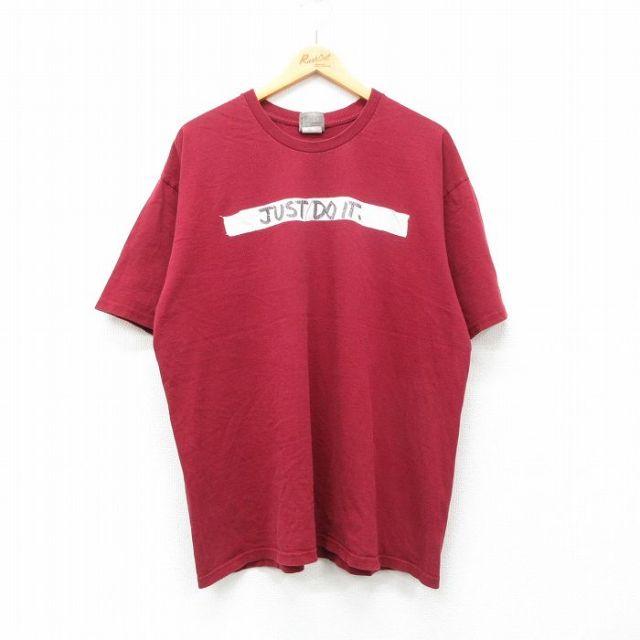 ナイキ 00s 半袖Tシャツ JUST DO IT バーガンディ XL | 古着