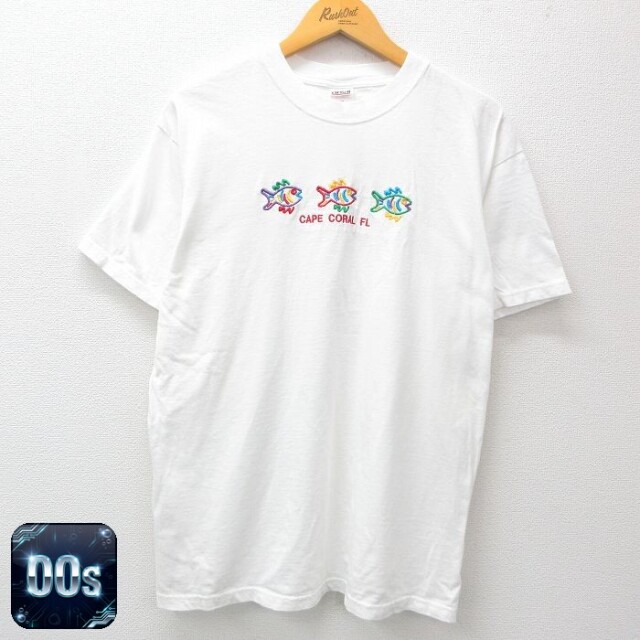 00s 半袖Tシャツ 魚刺繍 ホワイト L | 古着