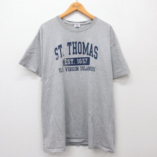 00s 半袖Tシャツ セントトーマス グレー霜降り XL | 古着