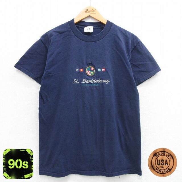 サンバルテルミー 90s 半袖Tシャツ 刺繍 ネイビー L | 古着