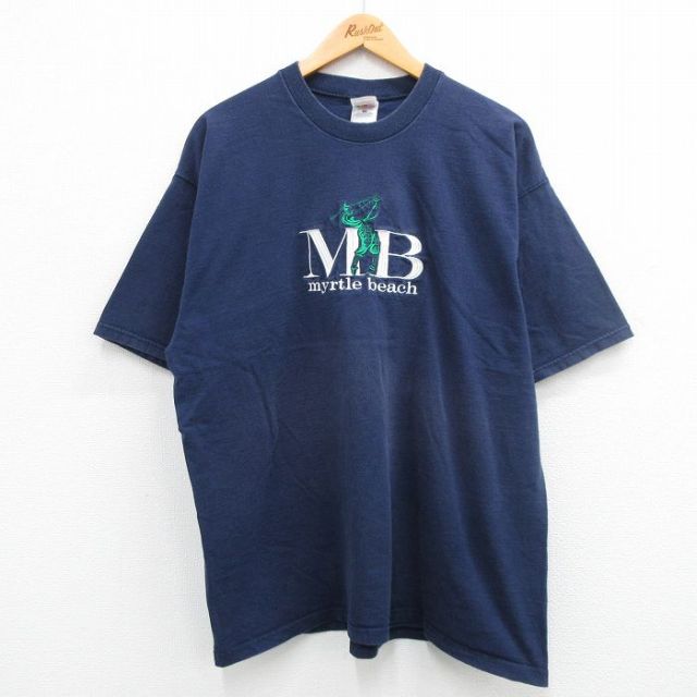 フルーツオブザルーム 00s 半袖Tシャツ マートルビーチ刺繍 ネイビー XL | 古着