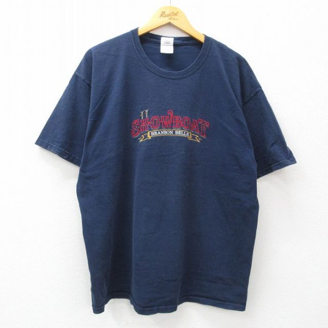 00s 半袖Tシャツ 刺繍 ネイビー XL | 古着