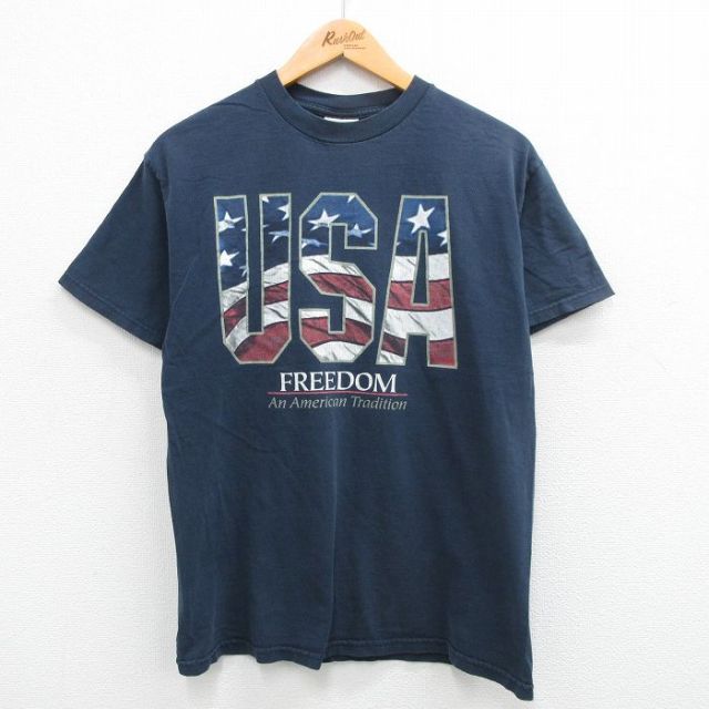 00s 半袖Tシャツ 星条旗 ネイビー XL | 古着