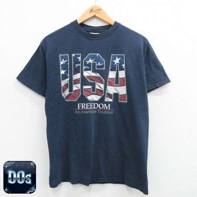 00s 半袖Tシャツ 星条旗 ネイビー XL | 古着