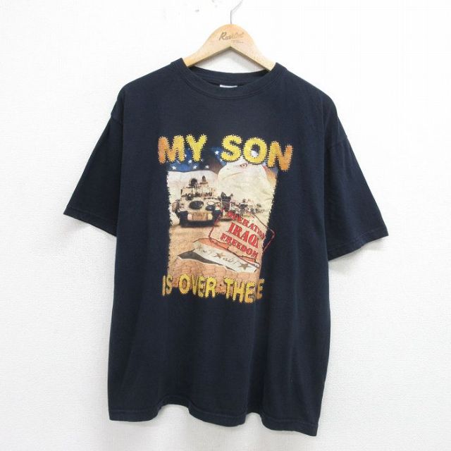 00s 半袖Tシャツ 戦車 ネイビー XL | 古着