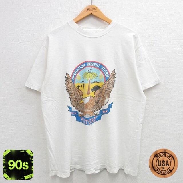 ヘインズ 90s 半袖Tシャツ 湾岸戦争ワシ ホワイト XL | 古着