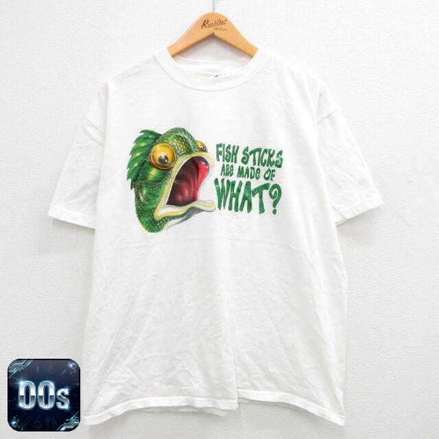 00s 半袖Tシャツ 魚 ホワイト XL | 古着