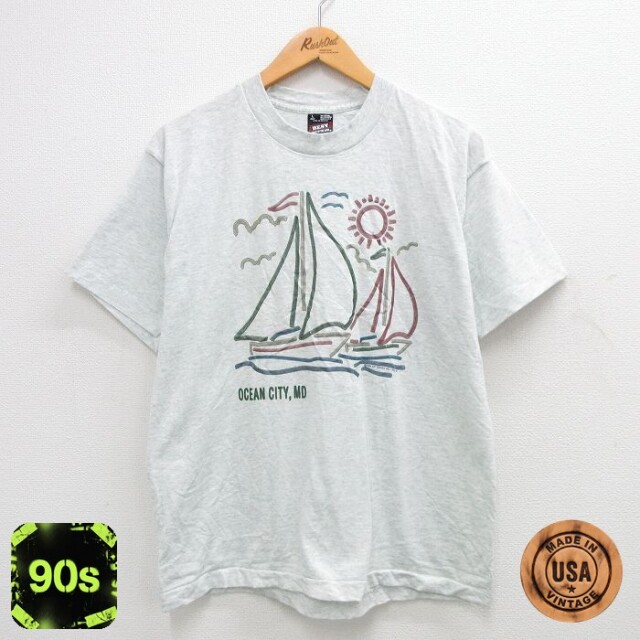 フルーツオブザルーム 90s 半袖Tシャツ オーシャンシティ グレー L | 古着