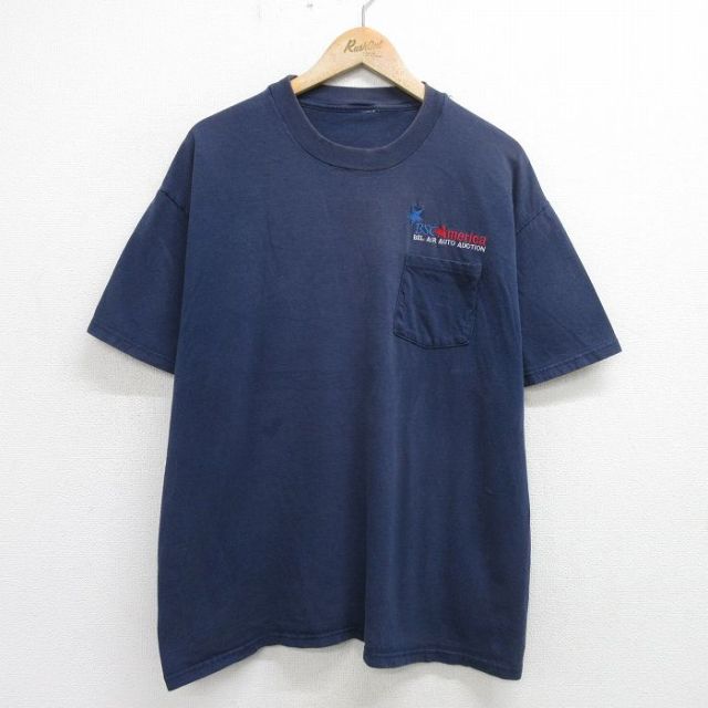 00s 半袖Tシャツ 刺繍 ネイビー XL | 古着