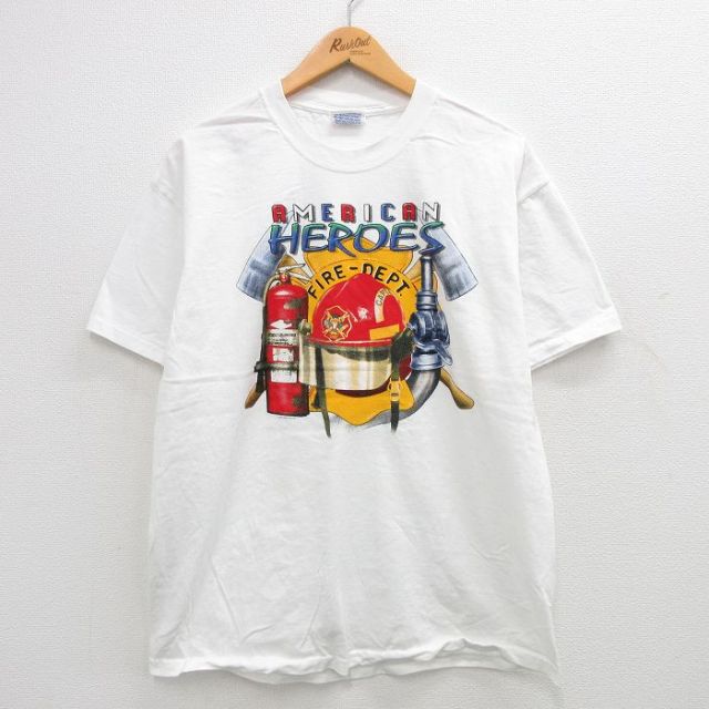 ヘインズ 00s 半袖Tシャツ 消防署 ホワイト XL | 古着
