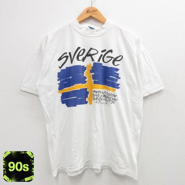 スウェーデン 90s 半袖Tシャツ ホワイト メンズXL相当 | 古着