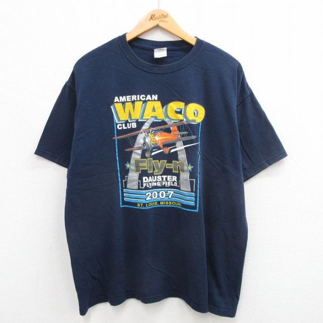 00s 半袖Tシャツ 航空機 ネイビー XL | 古着