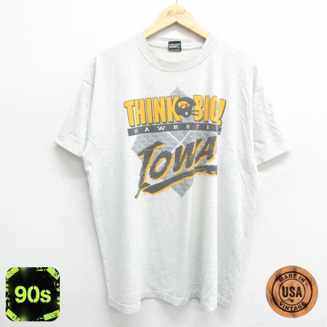 フルーツオブザルーム 90s 半袖Tシャツ アイオワホーキーズ グレー XL | 古着