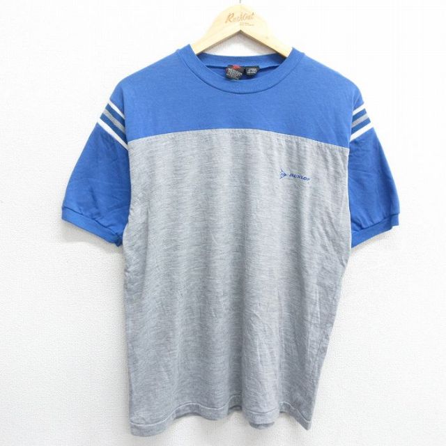 ダンロップ 90s 半袖Tシャツ ツートンカラー グレー L | 古着